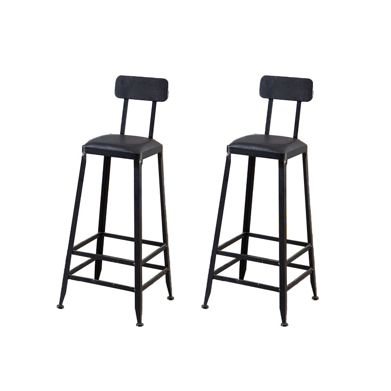Industrial Dining Stools Armless Square Bar Stools with Footrest
