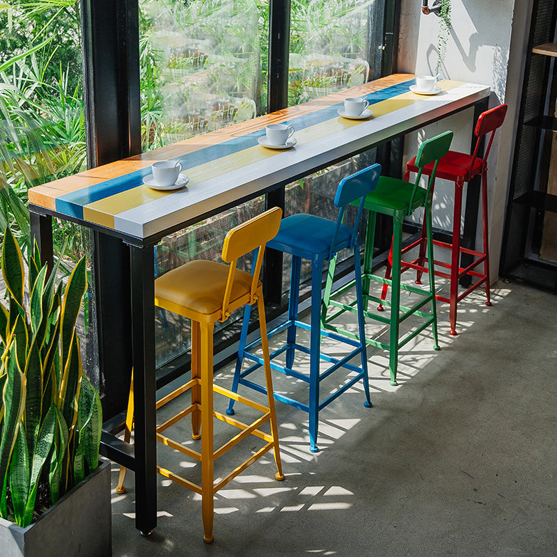 Industrial Dining Stools Armless Square Bar Stools with Footrest