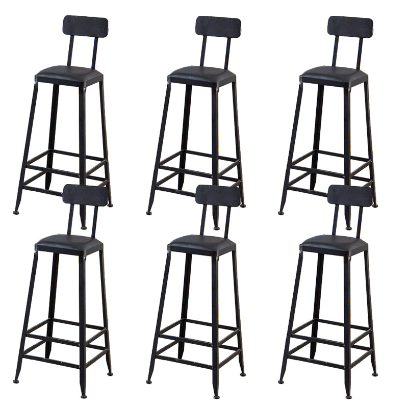 Industrial Dining Stools Armless Square Bar Stools with Footrest