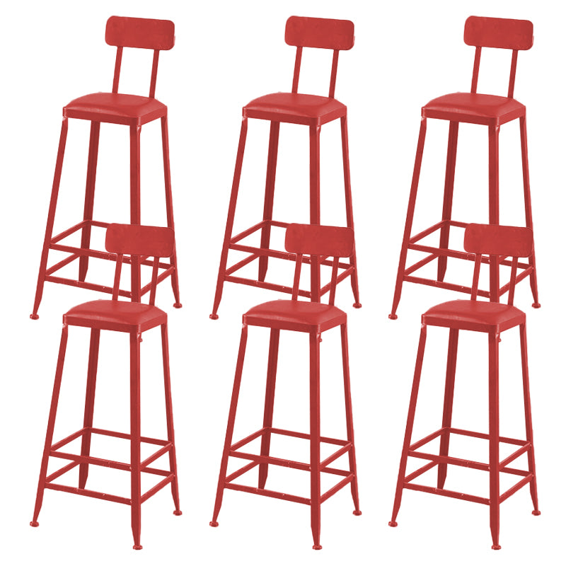 Industrial Dining Stools Armless Square Bar Stools with Footrest