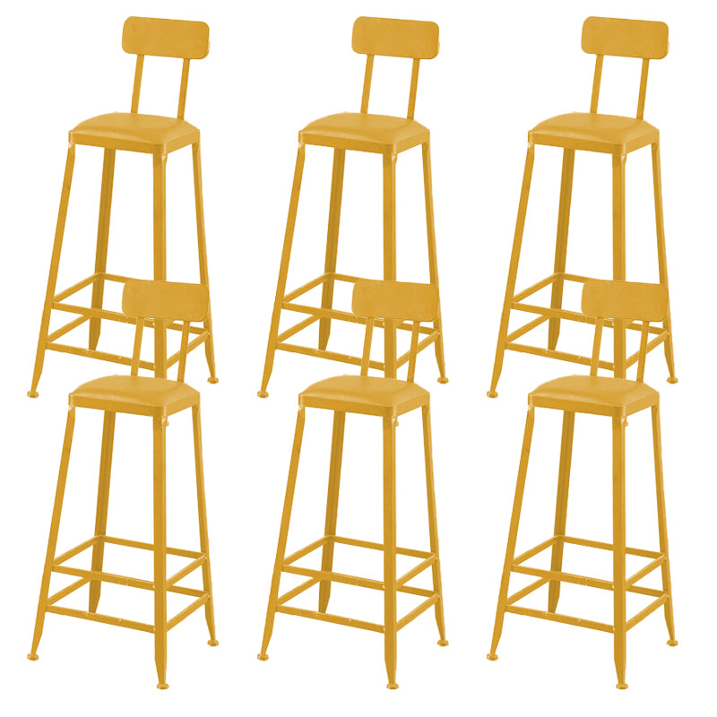 Industrial Dining Stools Armless Square Bar Stools with Footrest