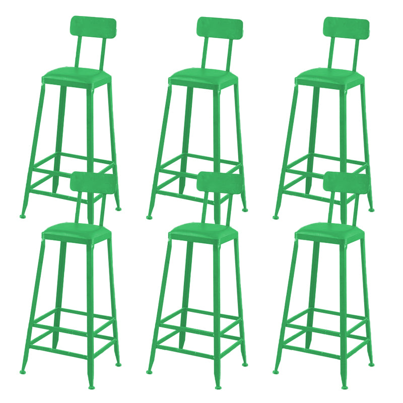 Industrial Dining Stools Armless Square Bar Stools with Footrest