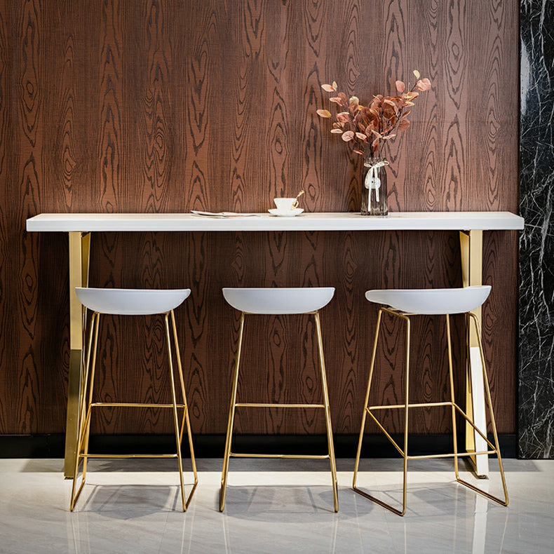 Glam Low Back Dining Stools Armless Bar Stools with Footrest