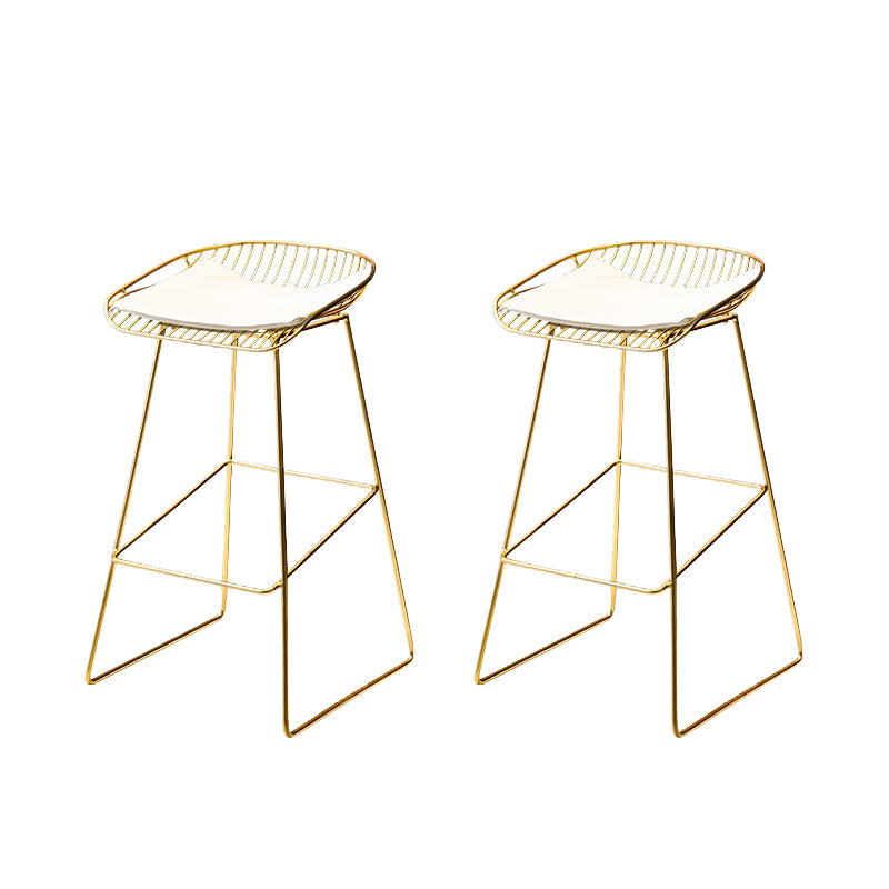 Glam Low Back Dining Stools Armless Bar Stools with Footrest