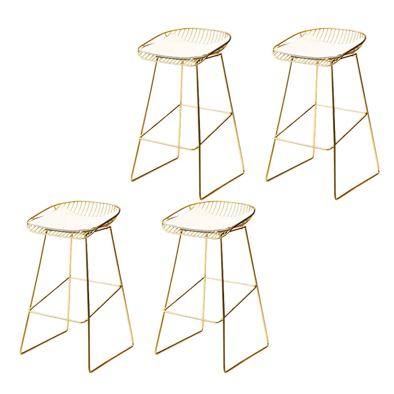 Glam Low Back Dining Stools Armless Bar Stools with Footrest