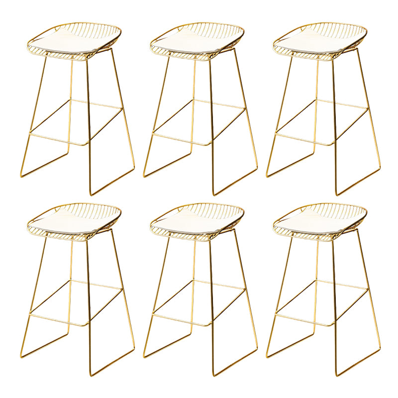 Glam Low Back Dining Stools Armless Bar Stools with Footrest
