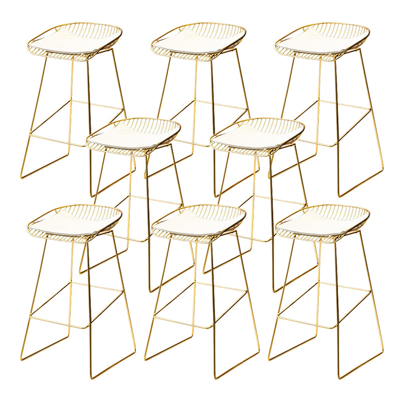 Glam Low Back Dining Stools Armless Bar Stools with Footrest