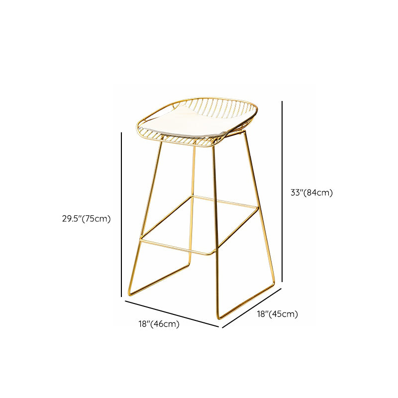 Glam Low Back Dining Stools Armless Bar Stools with Footrest