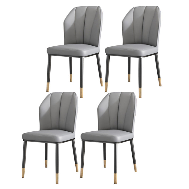 PU Leather Dining Chairs Nordic Style Wingback Armless Chair