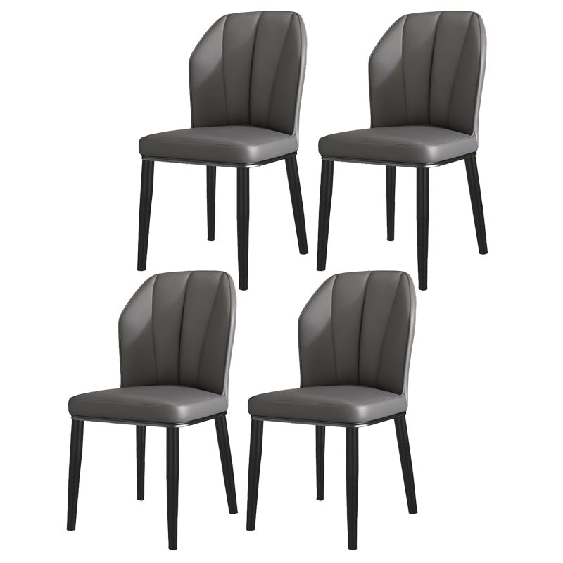 PU Leather Dining Chairs Nordic Style Wingback Armless Chair