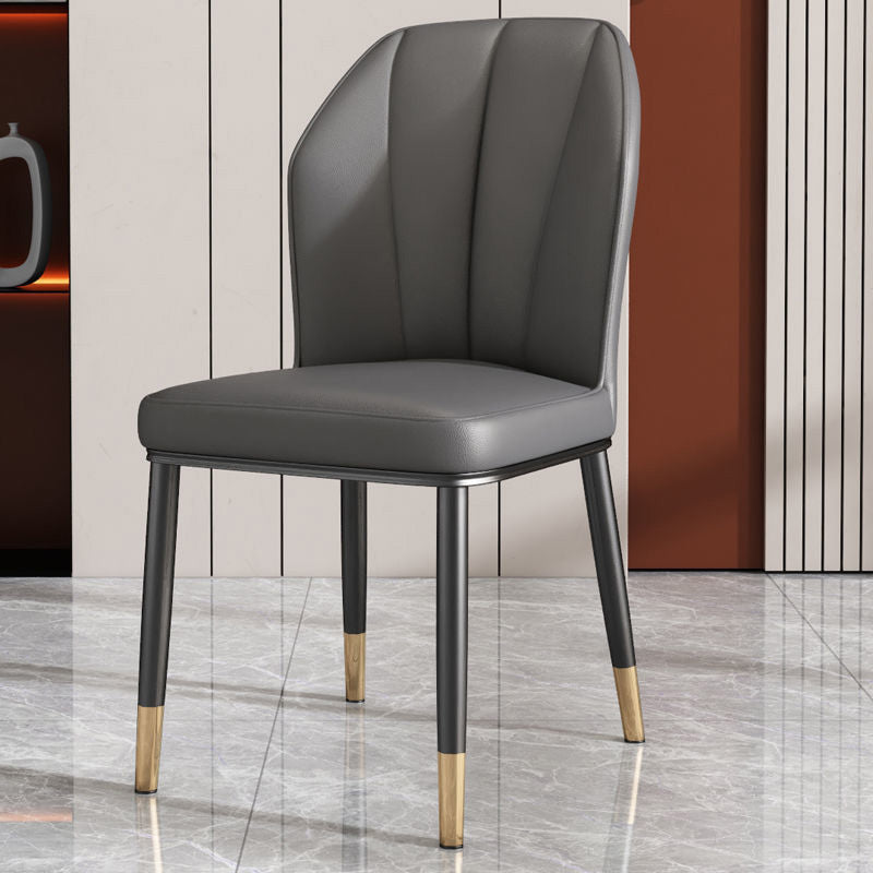 PU Leather Dining Chairs Nordic Style Wingback Armless Chair