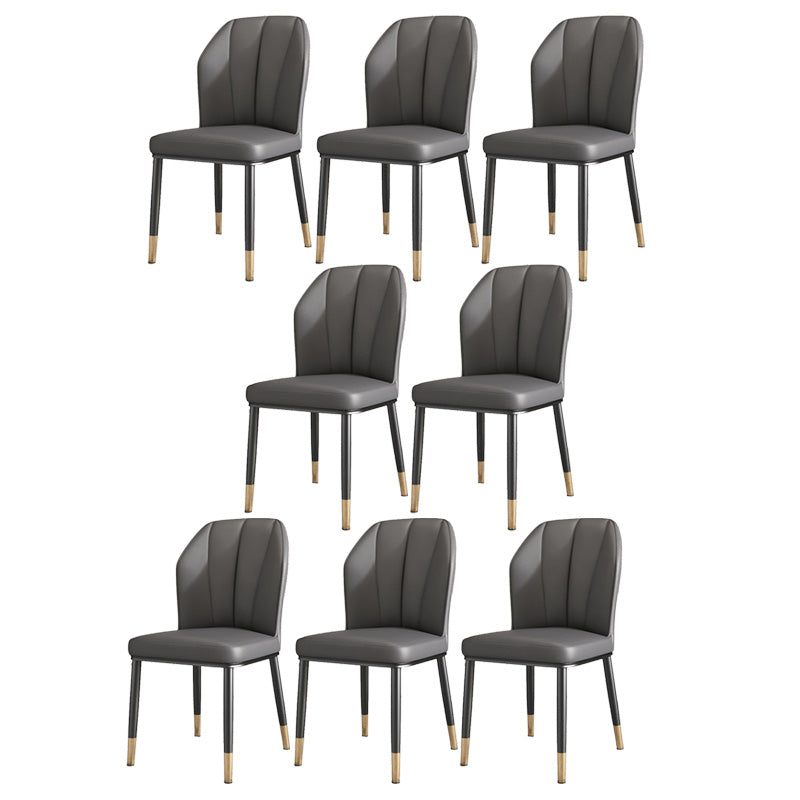 PU Leather Dining Chairs Nordic Style Wingback Armless Chair