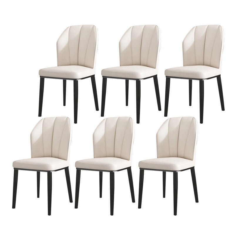 PU Leather Dining Chairs Nordic Style Wingback Armless Chair