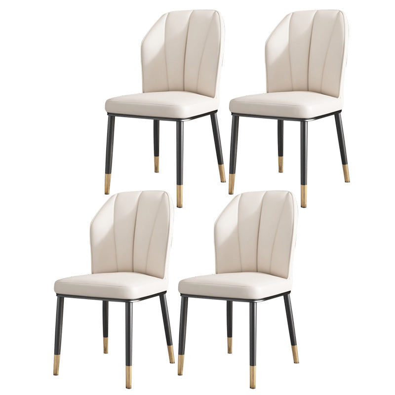 PU Leather Dining Chairs Nordic Style Wingback Armless Chair
