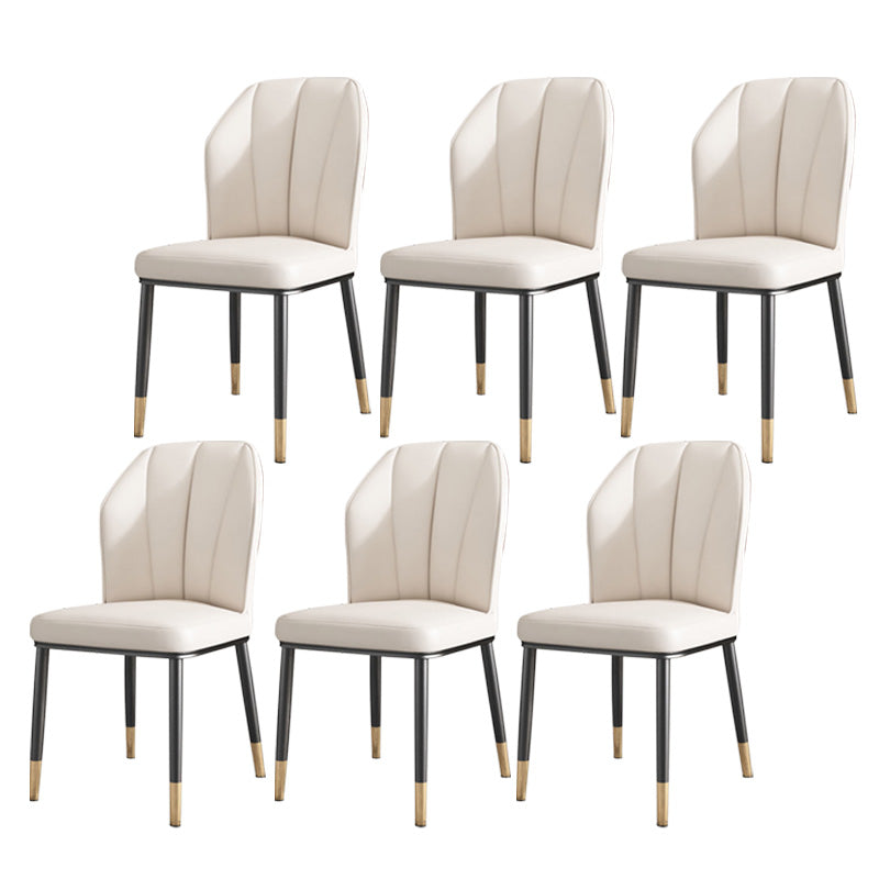 PU Leather Dining Chairs Nordic Style Wingback Armless Chair