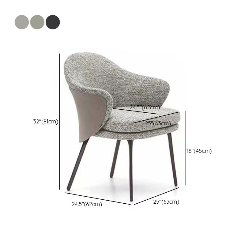 Fabric Dining Chairs Nordic Style Parsons Arm Chair with Black Legs