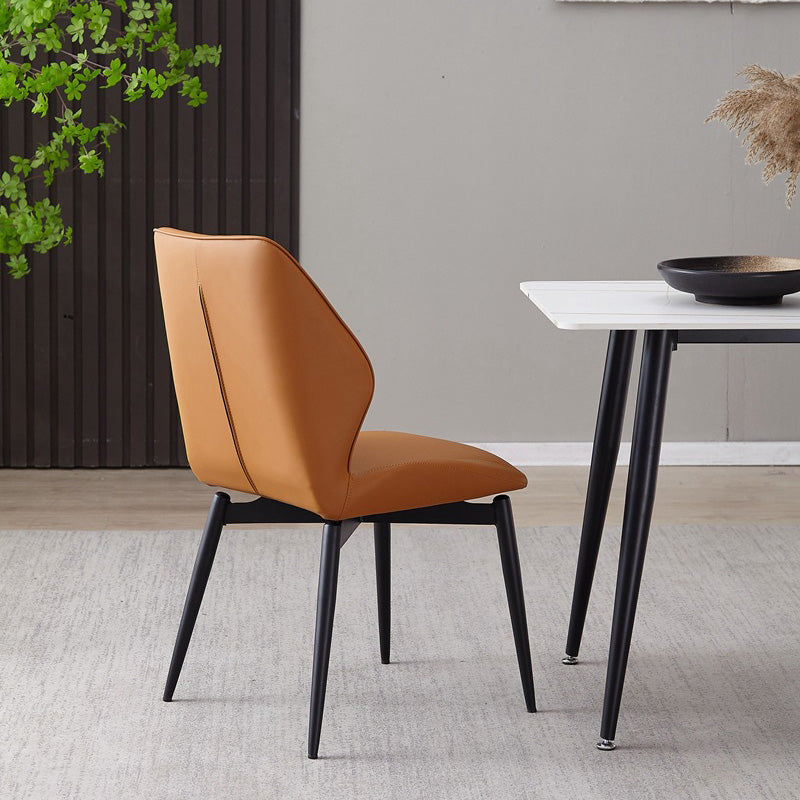 Upholstered Armless Industrial Chair Home Black Metal Legs Dining Chair