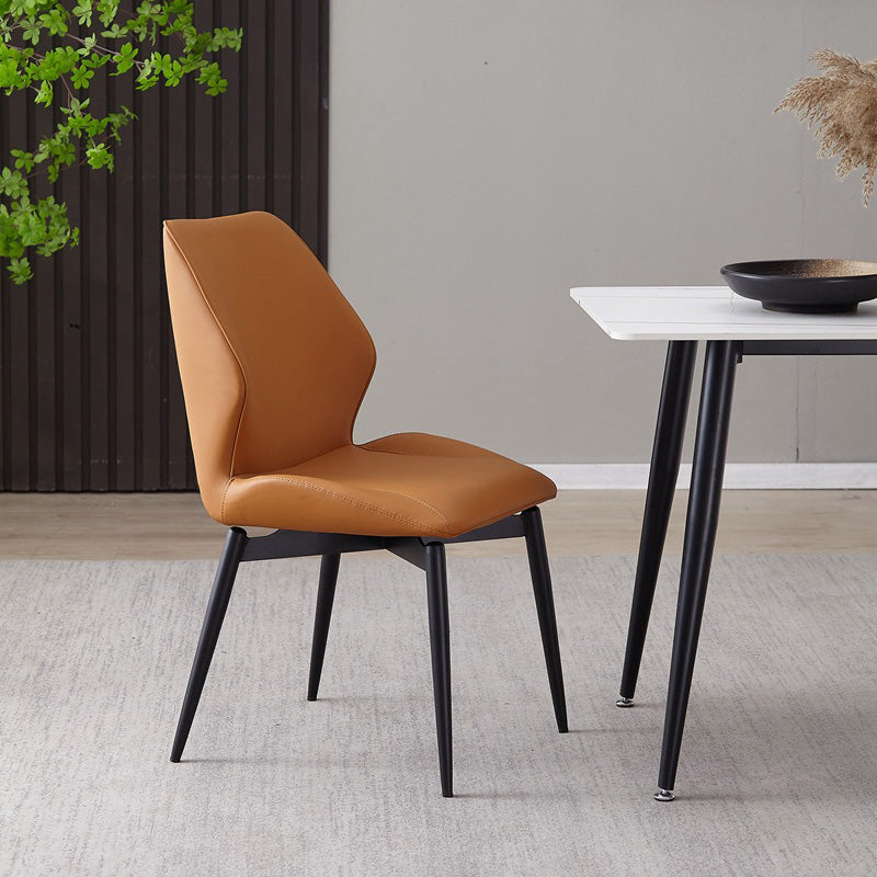 Upholstered Armless Industrial Chair Home Black Metal Legs Dining Chair