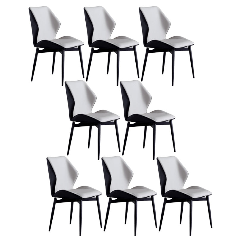 Upholstered Armless Industrial Chair Home Black Metal Legs Dining Chair