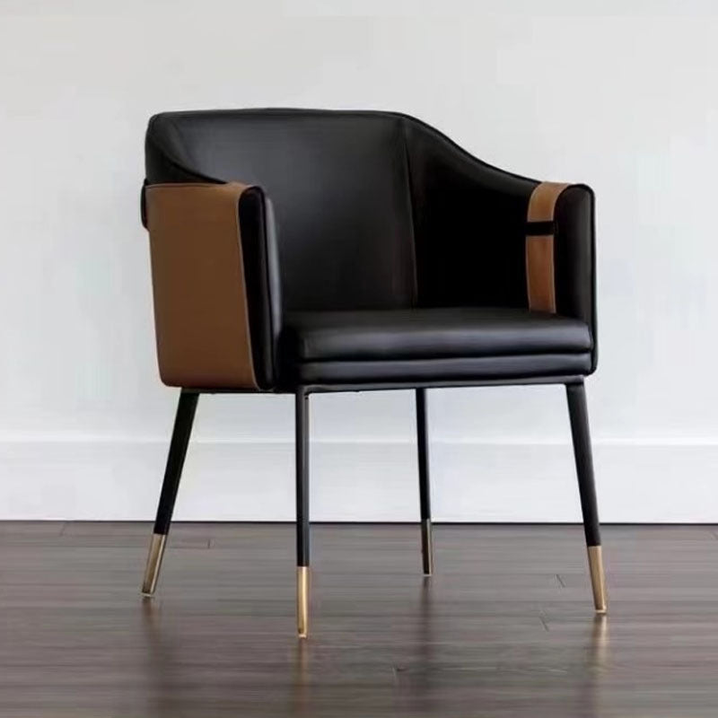Contemporary Arm Chair Home Faux Leather Upholstered Dining Chair