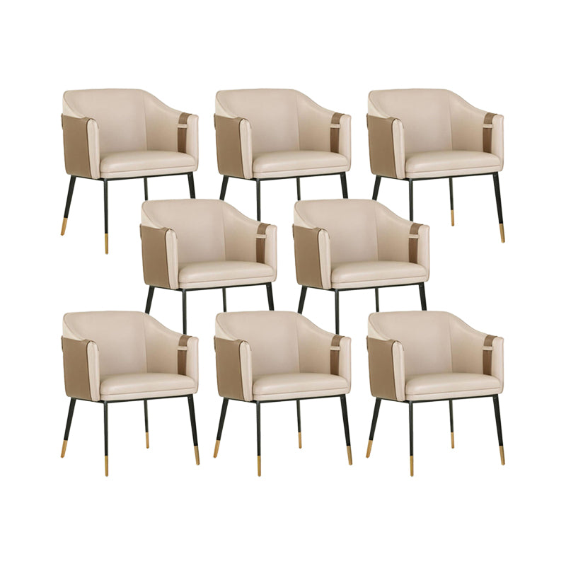 Contemporary Arm Chair Home Faux Leather Upholstered Dining Chair