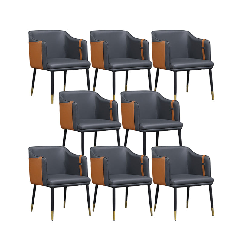Contemporary Arm Chair Home Faux Leather Upholstered Dining Chair