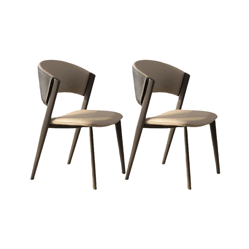 Dining Room Upholstered Chair Home Open Back Faux Leather Dining Chair