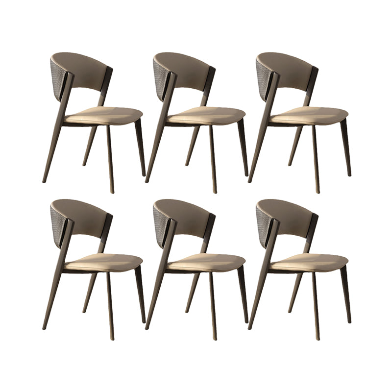 Dining Room Upholstered Chair Home Open Back Faux Leather Dining Chair