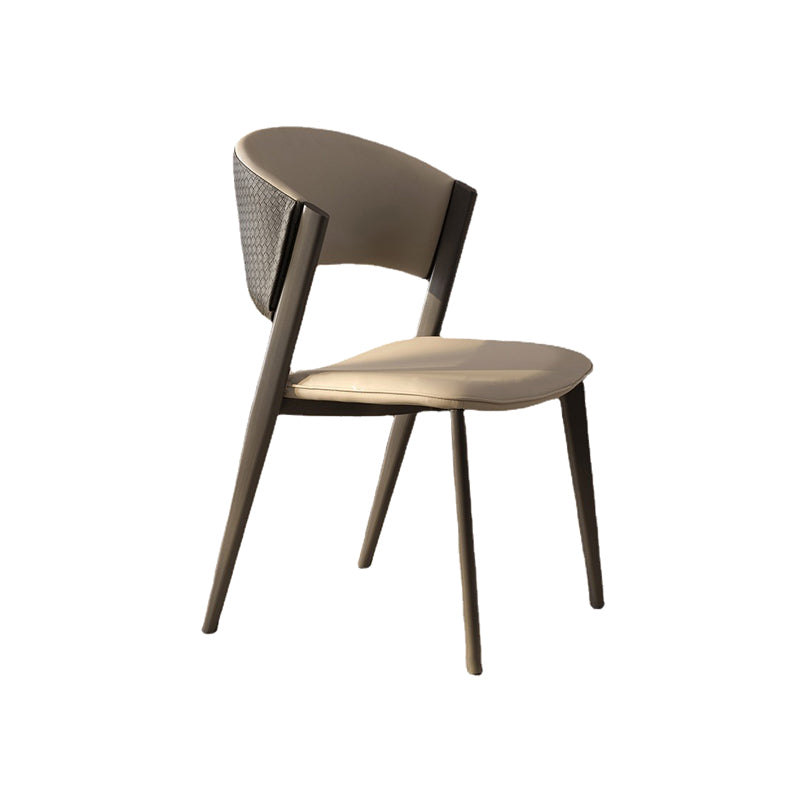 Dining Room Upholstered Chair Home Open Back Faux Leather Dining Chair