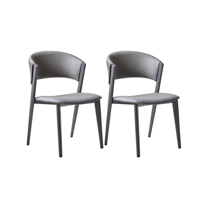 Dining Room Upholstered Chair Home Open Back Faux Leather Dining Chair