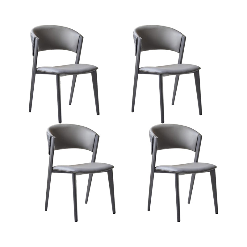 Dining Room Upholstered Chair Home Open Back Faux Leather Dining Chair
