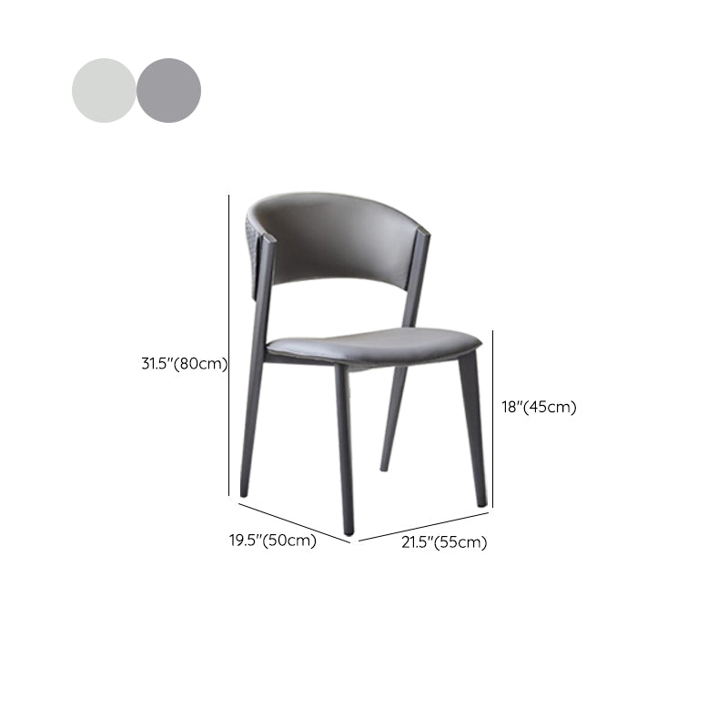 Dining Room Upholstered Chair Home Open Back Faux Leather Dining Chair