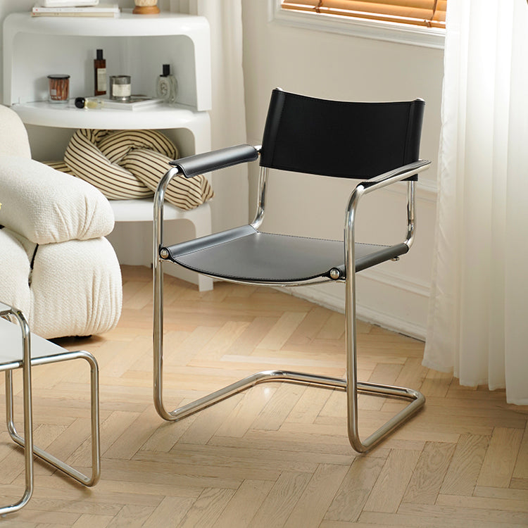 Industrial Arm Chair Modern Leather Indoor Dining Chair for Home
