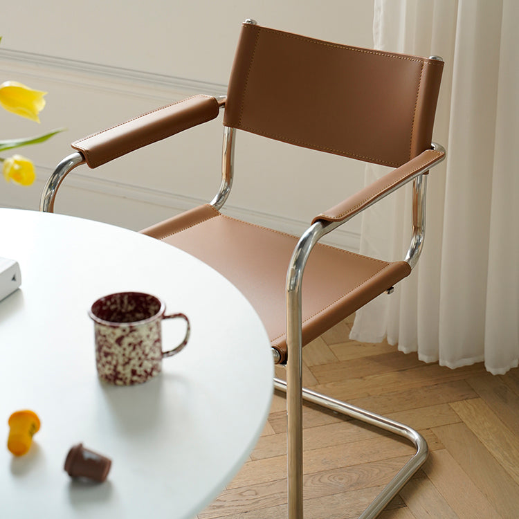 Industrial Arm Chair Modern Leather Indoor Dining Chair for Home