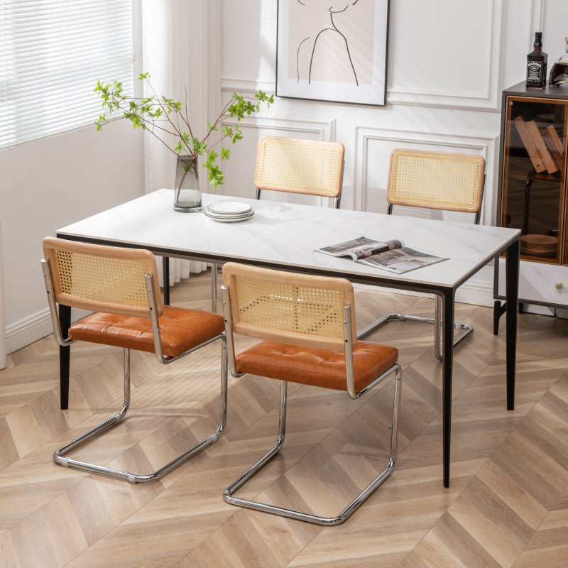 Industrial Style Side Chair Leather Open Back Indoor Dining Chair