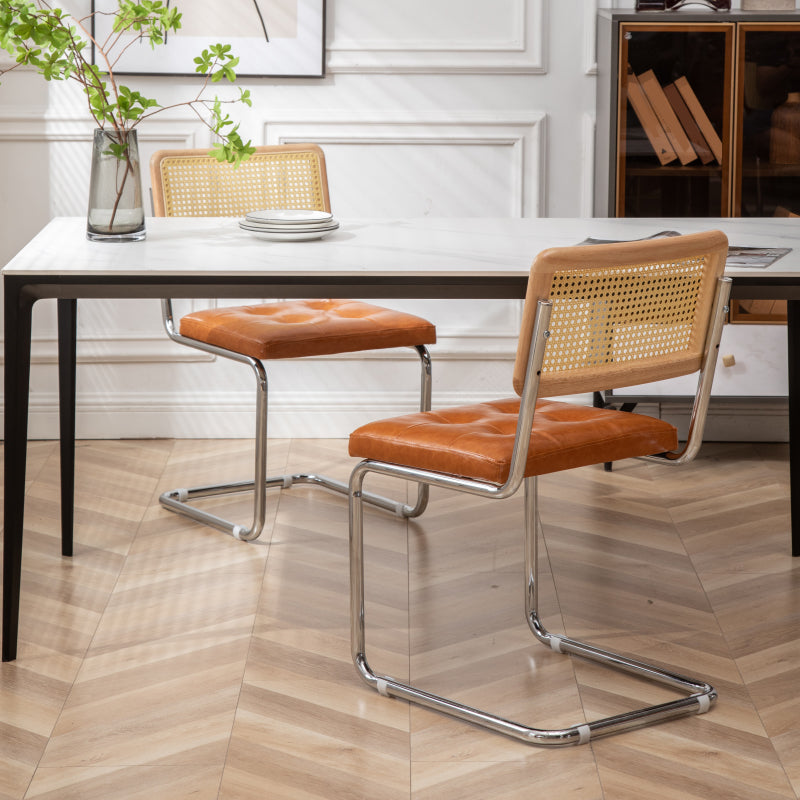 Industrial Style Side Chair Leather Open Back Indoor Dining Chair
