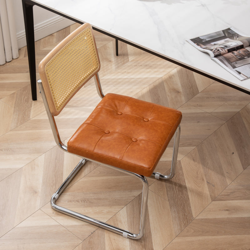 Industrial Style Side Chair Leather Open Back Indoor Dining Chair