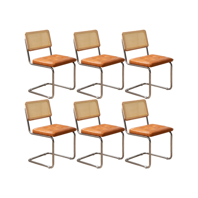 Industrial Style Side Chair Leather Open Back Indoor Dining Chair