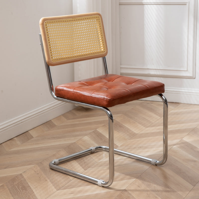 Industrial Style Side Chair Leather Open Back Indoor Dining Chair