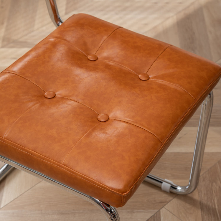 Industrial Style Side Chair Leather Open Back Indoor Dining Chair