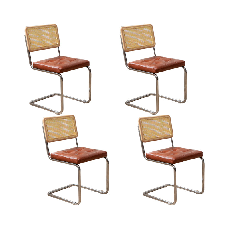 Industrial Style Side Chair Leather Open Back Indoor Dining Chair