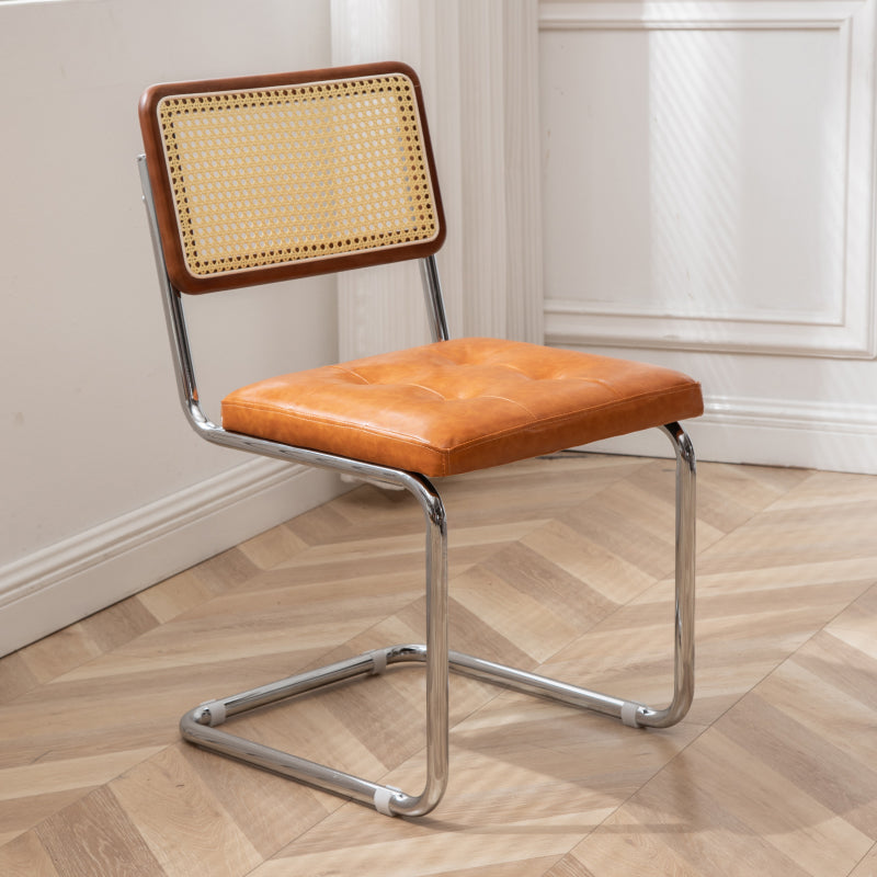 Industrial Style Side Chair Leather Open Back Indoor Dining Chair
