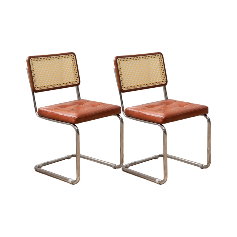 Industrial Style Side Chair Leather Open Back Indoor Dining Chair