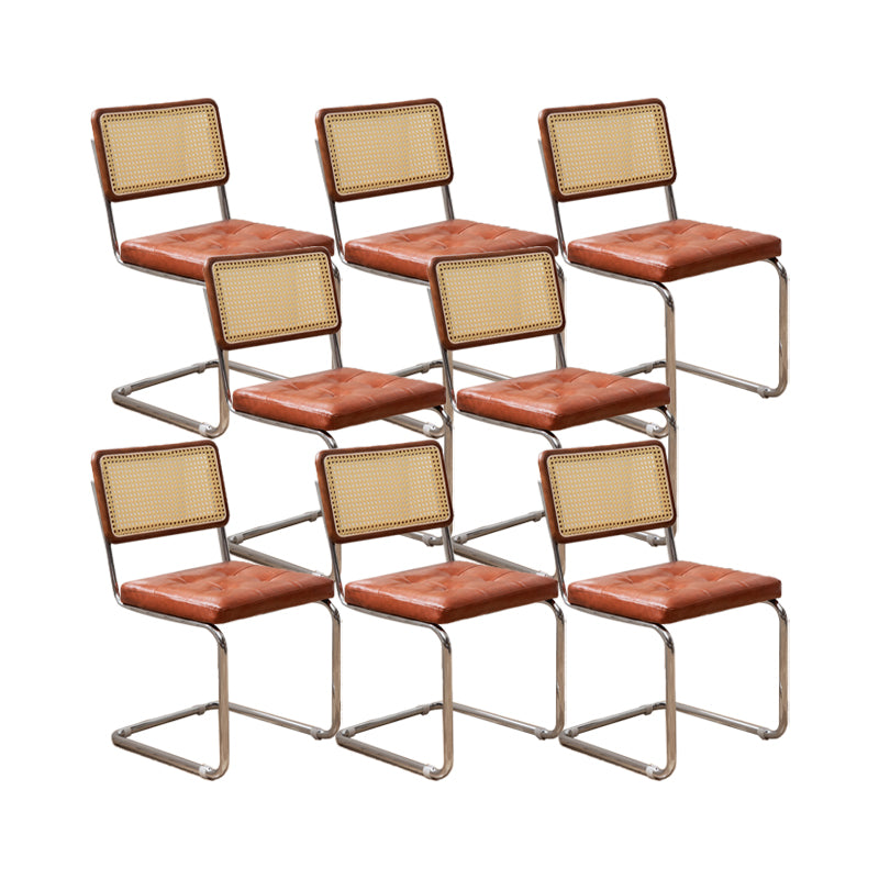 Industrial Style Side Chair Leather Open Back Indoor Dining Chair
