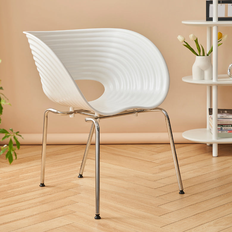 Industrial Plastic Arm Chair Metal Base Indoor Dining Chair for Home
