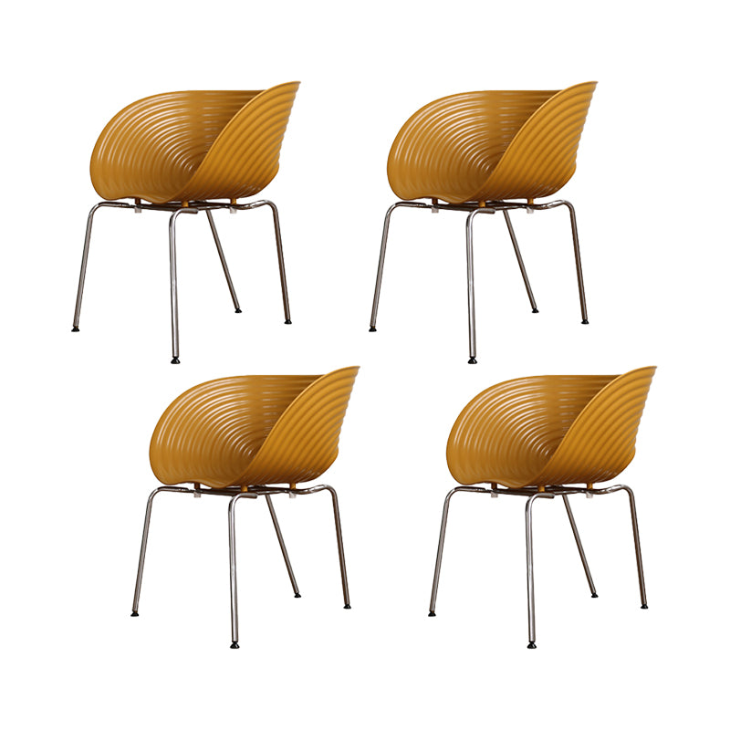 Industrial Plastic Arm Chair Metal Base Indoor Dining Chair for Home