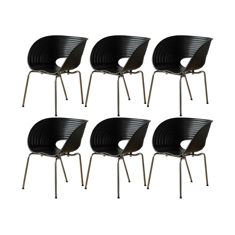 Industrial Plastic Arm Chair Metal Base Indoor Dining Chair for Home
