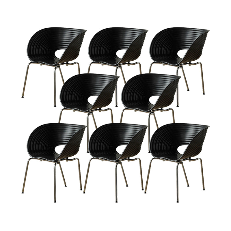 Industrial Plastic Arm Chair Metal Base Indoor Dining Chair for Home