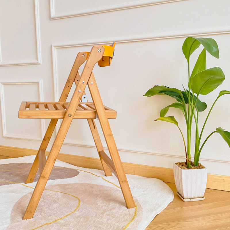 Modern Folding Side Chair Wooden Open Back Dining Chair for Home