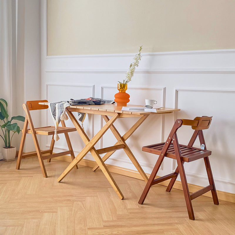 Modern Folding Side Chair Wooden Open Back Dining Chair for Home